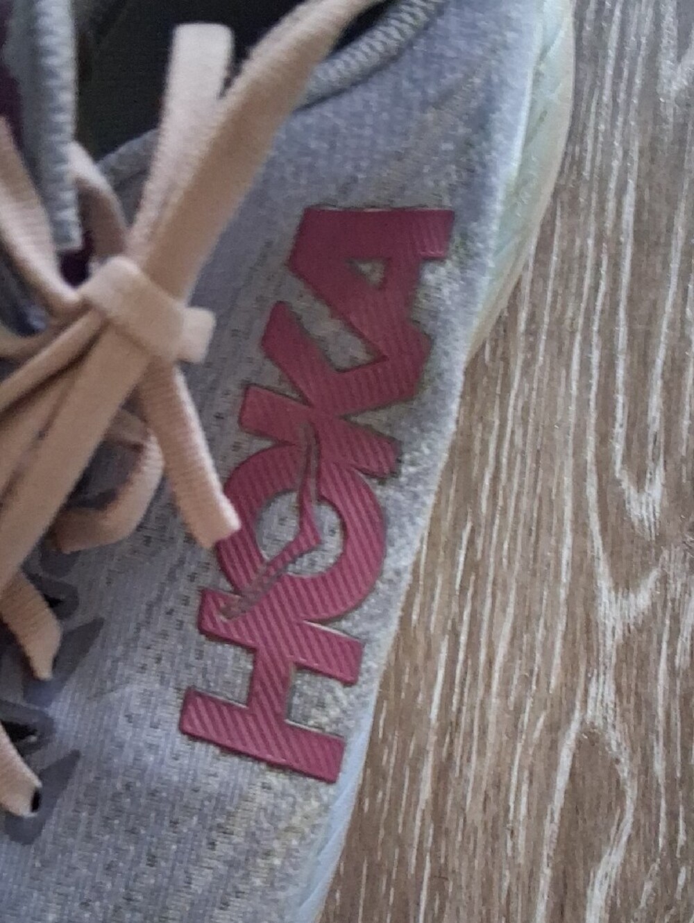 Hoka Women's Light Gray and Pink Athletic Running Shoes - Picture 5 of 8